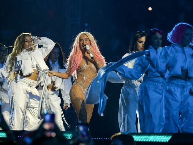 Karol G performs with dancers during the first show of her Mañana Será Bonito tour at Allegiant Stadium on August 10, 2023 in Las Vegas, Nevada. Ethan Miller / Getty Images