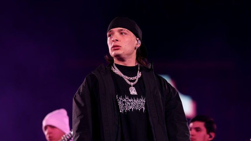 MESA, ARIZONA – DECEMBER 10: Peso Pluma performs onstage during TikTok In The Mix at Sloan Park on December 10, 2023 in Mesa, Arizona. (Photo by Rich Fury/Getty Images for TikTok)