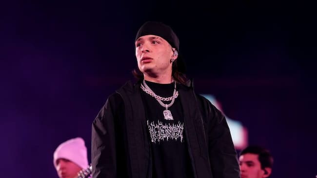 MESA, ARIZONA – DECEMBER 10: Peso Pluma performs onstage during TikTok In The Mix at Sloan Park on December 10, 2023 in Mesa, Arizona. (Photo by Rich Fury/Getty Images for TikTok)