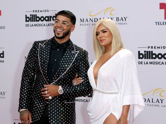 Anuel AA and Karol G attend the 2019 Billboard Latin Music Awards at the Mandalay Bay Events Center on April 25, 2019 in Las Vegas, Nevada.