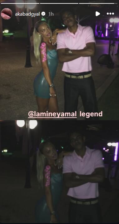 Bad Gyal comparte un story en Instagram junto a Lamine Yamal en su fiesta de 19º cumpleaños