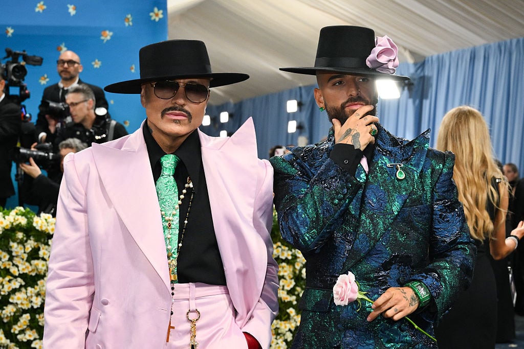 Colombian singer Maluma (R) and US designer Willy Chavarria arrive for the 2025 Met Gala at the Metropolitan Museum of Art on May 5, 2025, in New York. (ANGELA WEISS/Getty Images)