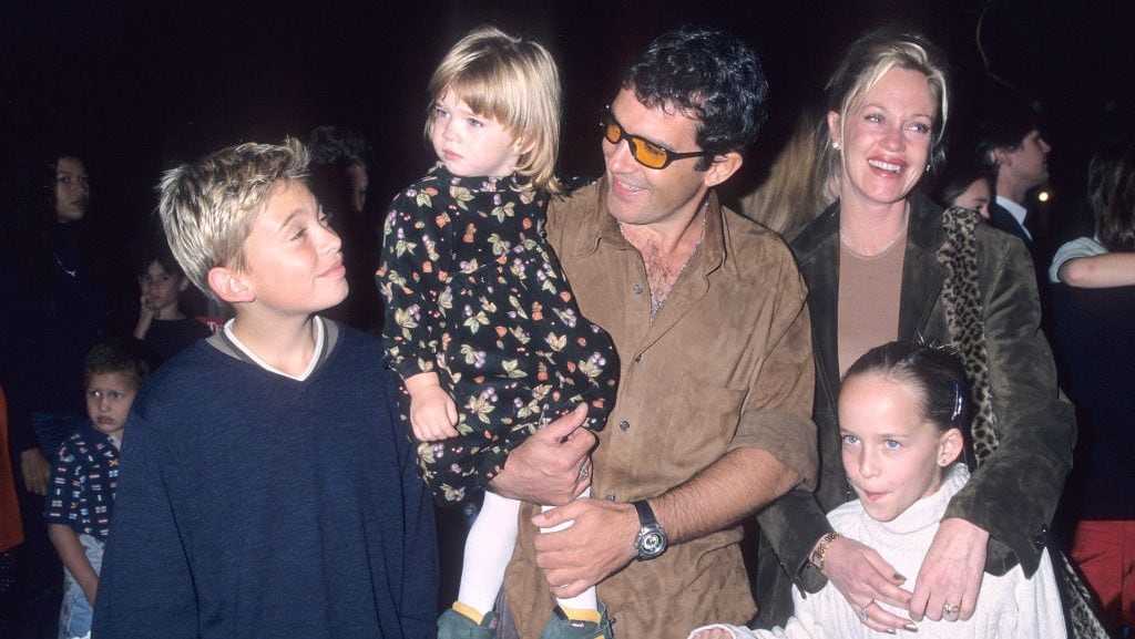 Antonio Banderas. Actress Melanie Griffith, daughter Stella Banderas, Melanie’s son Alexander Bauer and Melanie’s daughter Dakota Johnson attend ‘The Lion King 2: Simba’s Pride’ Westwood Premiere on October 20, 1998 in Westwood, California. (Ron Galella, Ltd./Ron Galella)