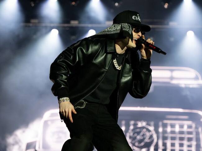 Peso Pluma performs onstage during the Rolling Loud Festival at Hollywood Park Grounds on March 15, 2025 in Inglewood, California. Scott Dudelson/Getty Images