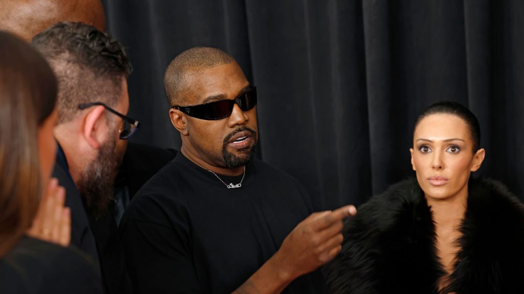 Kanye West and a naked Bianca Censori attend the 67th Annual GRAMMY Awards