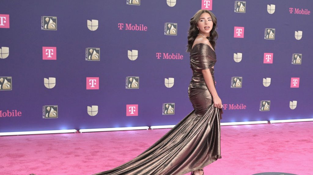 Angela Aguilar attends Univision's 37th Premio Lo Nuestro at Kaseya Center