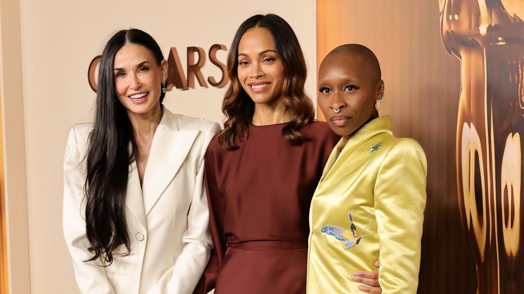 Demi Moore, Zoe Saldana and Cynthia Erivo attend the 97th Annual Oscars Nominees Dinner