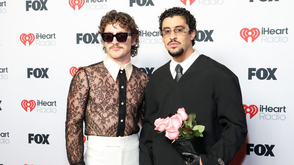 Benson Boone and Bad Bunny attend the 2025 iHeartRadio Music Awards at Dolby Theatre in Los Angeles