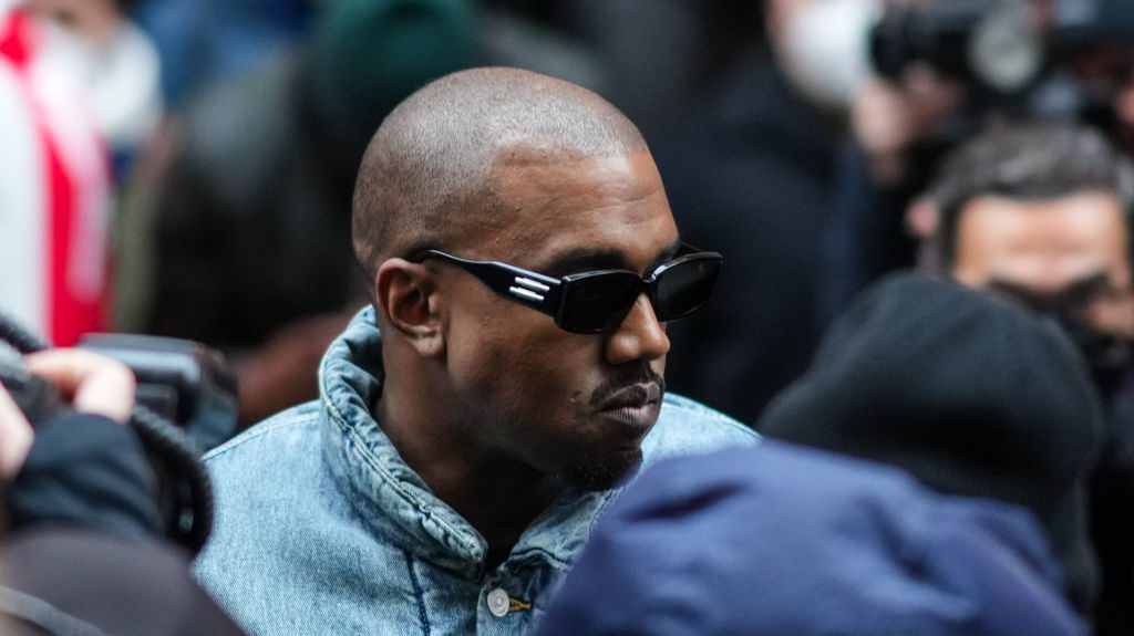 Ye is seen, outside Kenzo, during Paris Fashion Week - Menswear F/W
