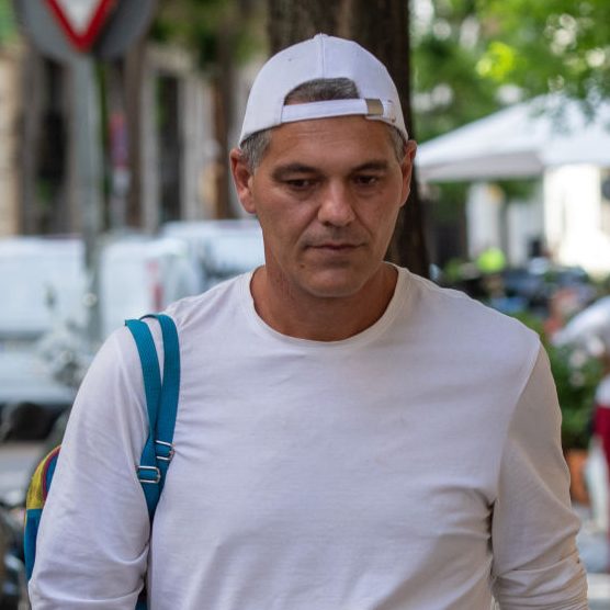 Frank Cuesta with his son Zape, on May 18, 2022, in Madrid, Spain