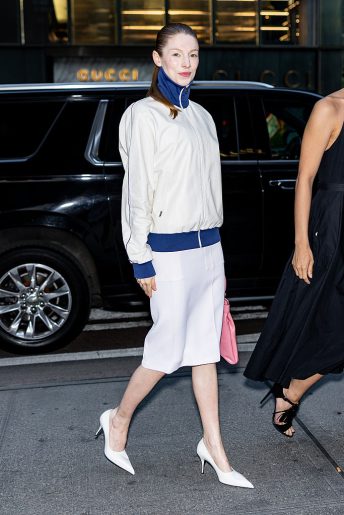 Hunter Schafer attends the Prada's Store opening on Fifth Avenue