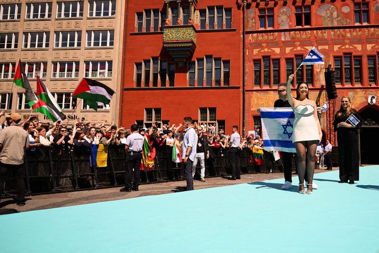Yuval Raphael representing Israel attends the Turquoise Carpet of the 69th Eurovision Song Contest 