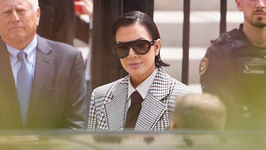 Kris Jenner arrives at the Palais de Justice, on May 13, 2025 in Paris, France