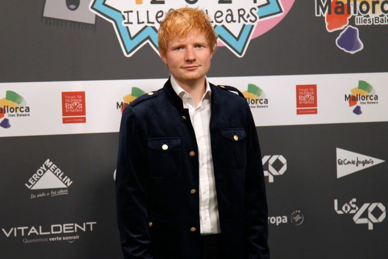 Ed Sheeran poses at the photocall of the 40 Music Awards 2021 at the Veledrom de Palma