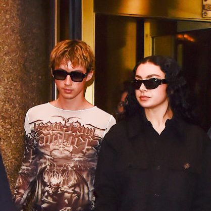 Charli XCX and Troye Sivan are seen on April 29, 2024 in New York City.