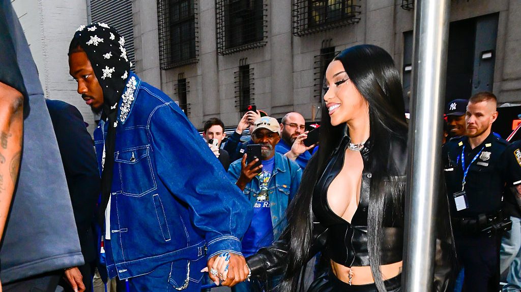 Stefon Diggs and Cardi B are seen at Madison Square Garden on May 12, 2025