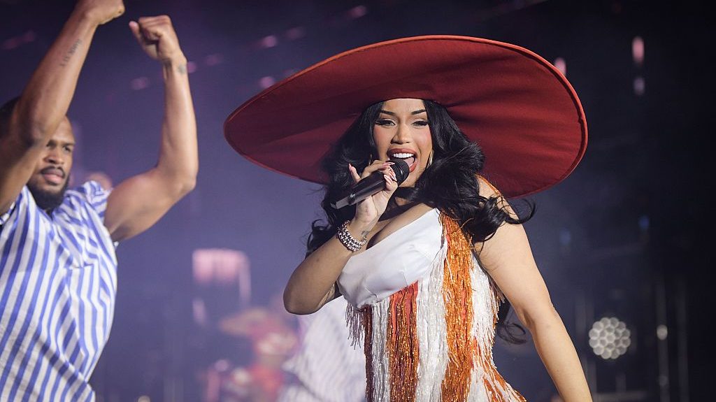 Cardi B performs at Spotify Beach concert featuring Cardi B, Lola Young and Mark Ronson