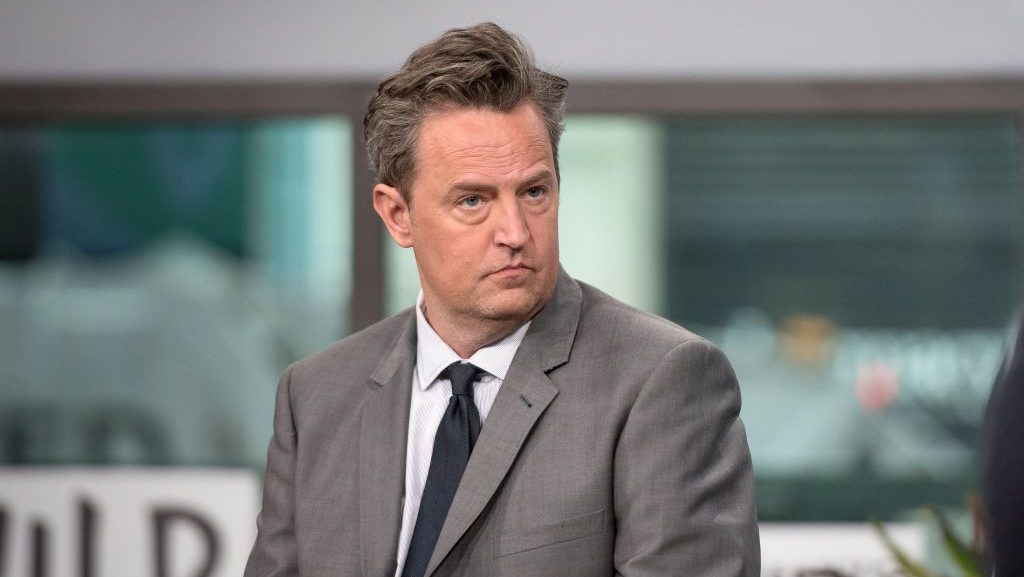 Matthew Perry and Katie Holmes Discussing "The Kennedys - After Camelot" Matthew Perry Charged