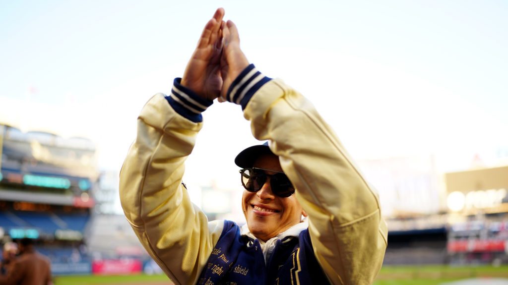 Daddy Yankee acknowledges the crowd prior to Game 2 of the ALCS presented by loanDepot between the Cleveland Guardians