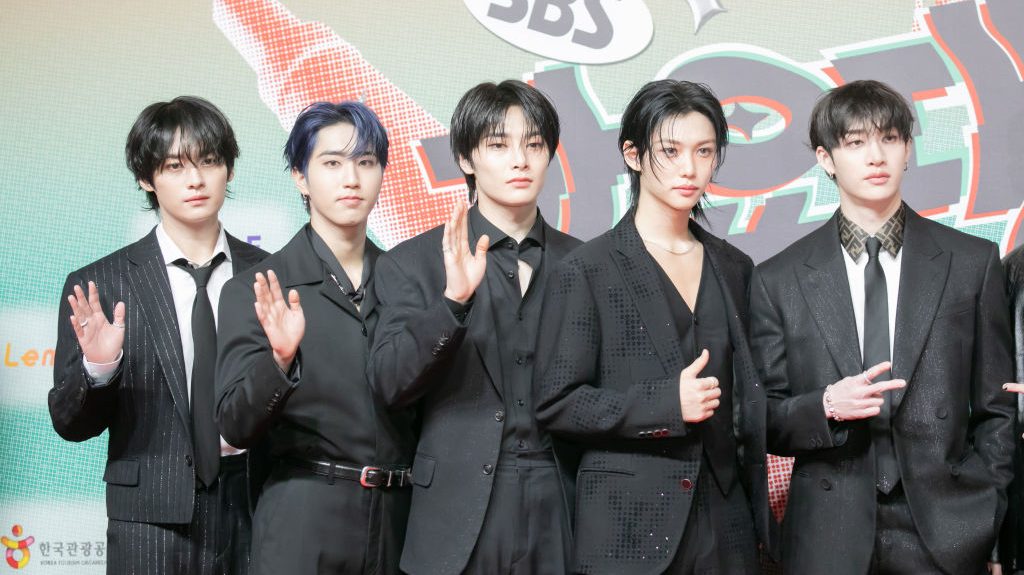Lee Know, Han, I.N, Felix and Bang Chan of Stray Kids attend SBS Music Awards 2024 red carpet event at Inspire Arena in Jung-gu on December 25, 2024 in Incheon, South Korea.