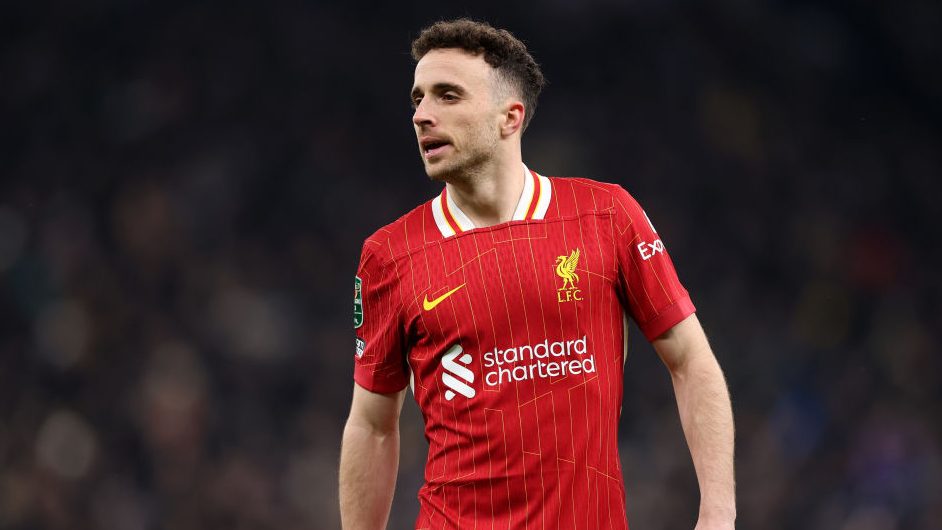 Diogo Jota of Liverpool looks on during the Carabao Cup Semi Final First Leg