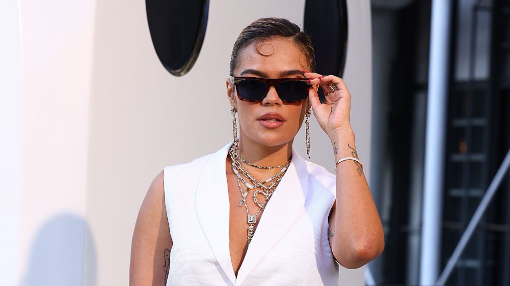 Karol G attends the Louis Vuitton Menswear Spring/Summer 2026 show as part of Paris Fashion Week on June 24