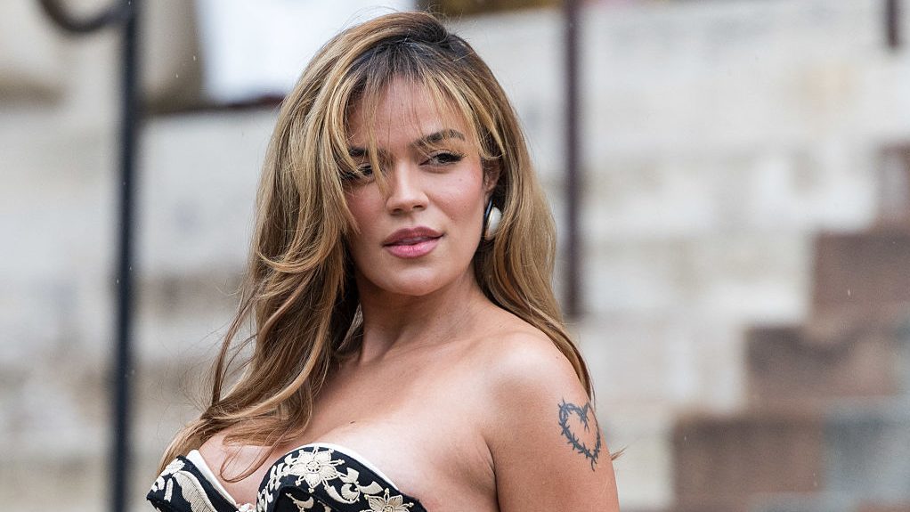 Karol G attends the Schiaparelli Haute Couture Fall/Winter 2025/2026 show as part of Paris Fashion Week