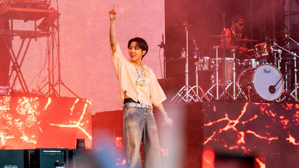 Headliner j-hope performs on stage during day two of Lollapalooza Berlin on July 13, 2025 in Berlin, Germany.