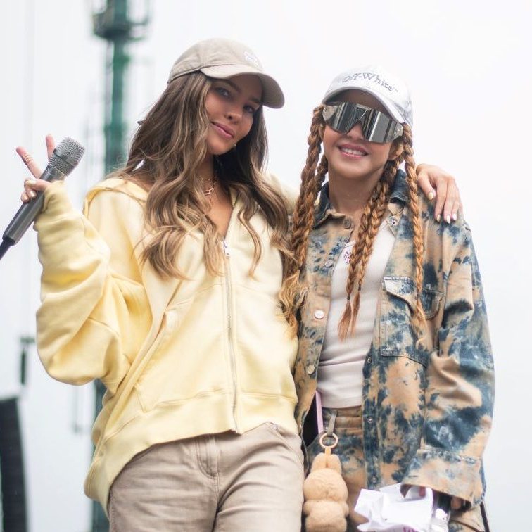 Belinda and Shakira before performing 'Dia de Enero' at the Estadio GNP Seguros in Mexico