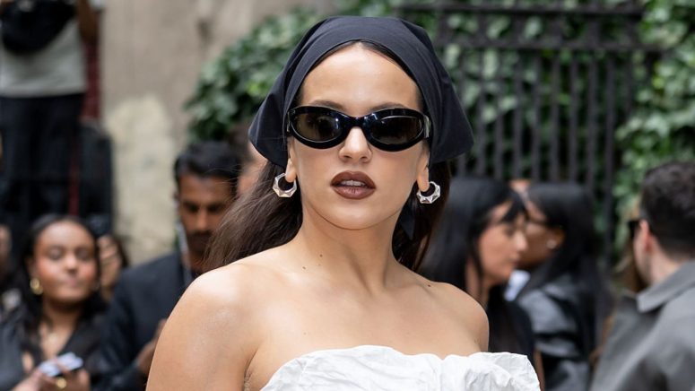Rosalía is seen arriving at the Calvin Klein fashion show during New York Fashion Week at the Brant Foundation on September 12, 2025 in New York City