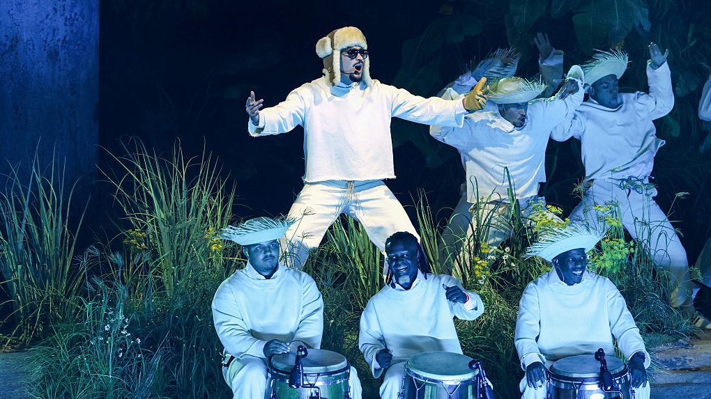 Bad Bunny performs onstage during Night One of Bad Bunny: "No Me Quiero Ir De Aqui" Residencia En El Choli at Coliseo de Puerto Rico José Miguel Agrelot