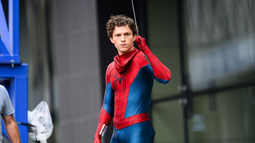 Tom Holland is seen on the set of 'Spider-Man: Brand New Day' on August 3, 2025 in Glasgow, Scotland