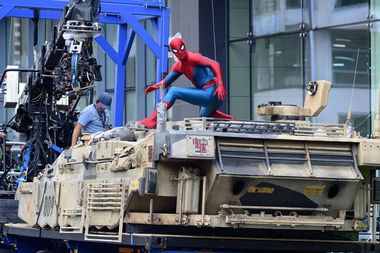 Tom Holland is seen on the set of 'Spider-Man: Brand New Day' on August 3