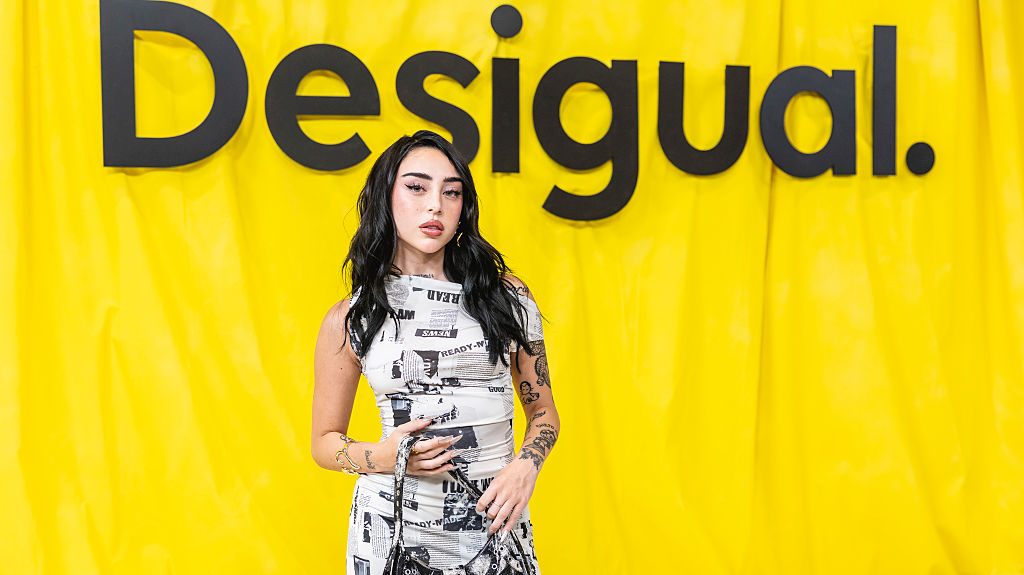 Nicki Nicole attends the Desigual fashion show on September 10, 2025 in Barcelona,