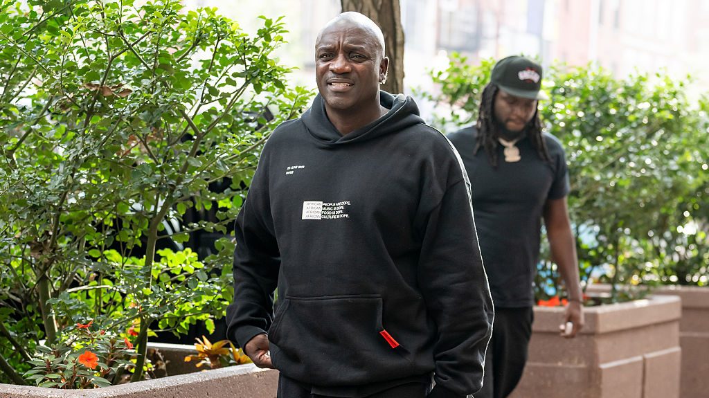 Singer/actor Akon is seen arriving to Fox 29's 'Good Day' at FOX 29 Studios on July 16, 2025 in Philadelphia, Pennsylvania