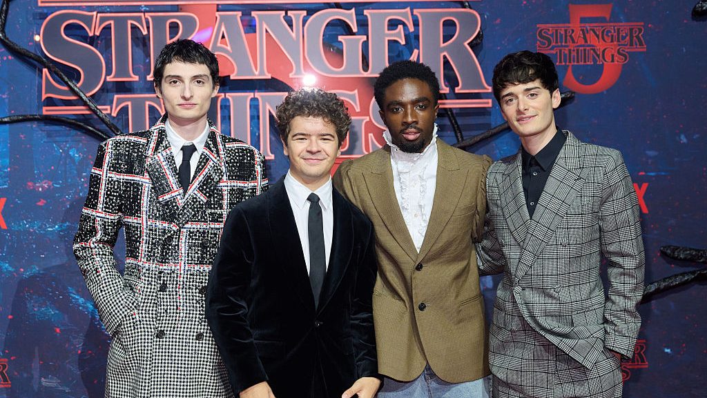 Finn Wolfhard, Gaten Matarazzo, Caleb McLaughlin y Noah Schnapp para un evento para fans de "Stranger Things"